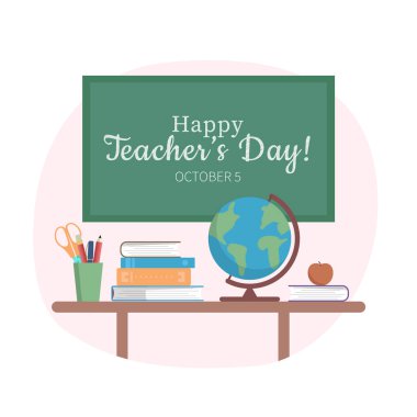 Öğretmenler günü afişi konseptin kutlu olsun. Kitaplı masa