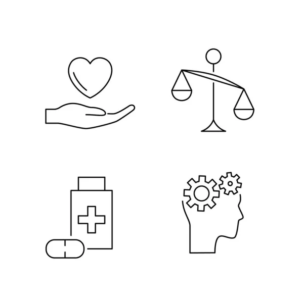 Set di icone della linea di psicoterapia e psicologia. Semplice — Vettoriale Stock