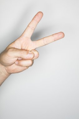 Beyaz bir adam izole el jest