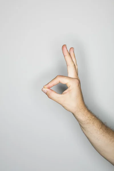 Geïsoleerde handgebaar van een blanke man — Stockfoto