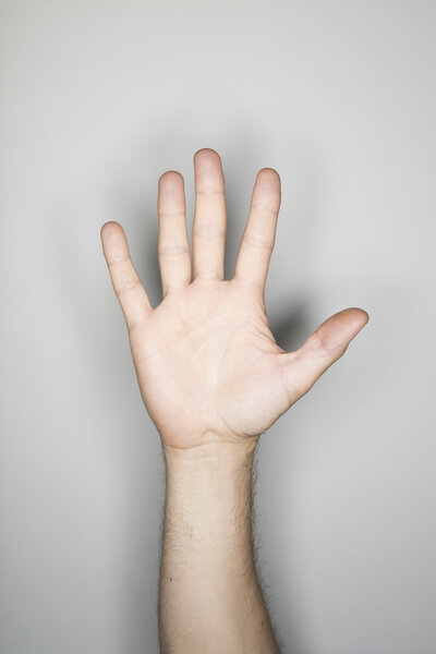 gesture with a hand of a caucasian person