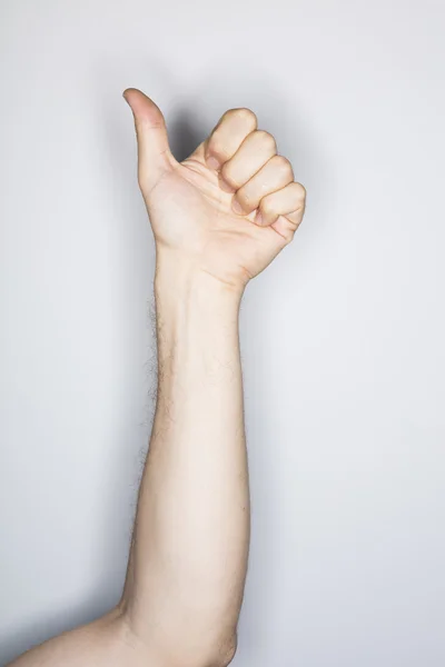 Handgebaar van een blanke man — Stockfoto