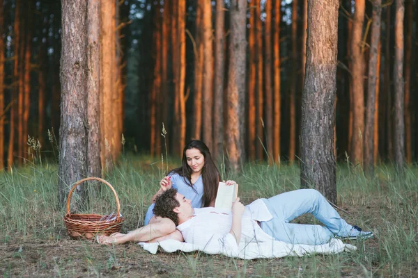 Man lies on a lap at the girl — Stock Photo, Image