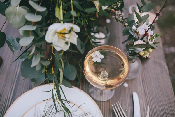 Apricot flower in the glass — Stock Photo, Image