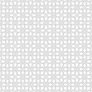 Beyaz arka planda dört yaprak şekilli pürüzsüz çizgi deseni. Çeşitli dekorasyon tasarımları için uygundur.