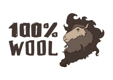 Etiket % 100 yün koyu kahverengi koyun ile