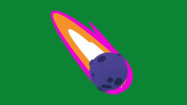 Yeşil Ekran Döngüsünde 3B Düşen Meteor veya Kuyruklu Yıldız Canlandırması