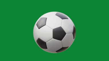 Yeşil Ekran Döngüsünde 3B Spinning Futbol Topu veya Futbol Animasyonu