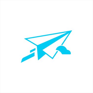 Paper plane logo isolated on white background, representing travel and communication vector design