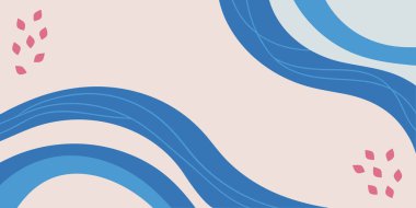 Işık nötr zemin üzerinde soyut mavi dalgalar ve organik şekiller