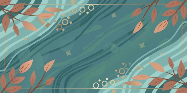 Akan yeşil sulak arkaplan ile soyut sonbahar yaprakları çerçevesi