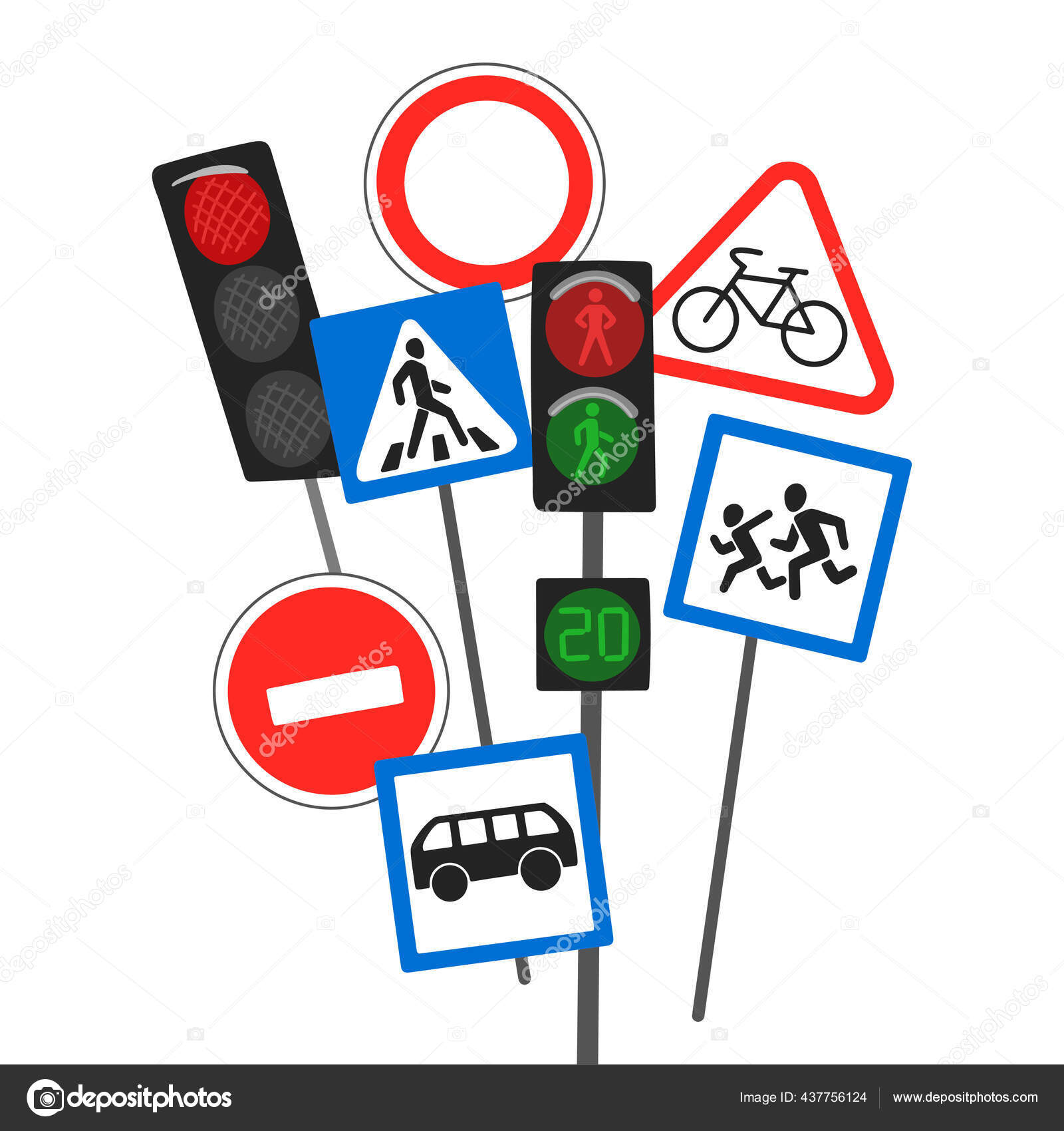 depositphotos 437756124 stock illustration traffic lights and traffic signs