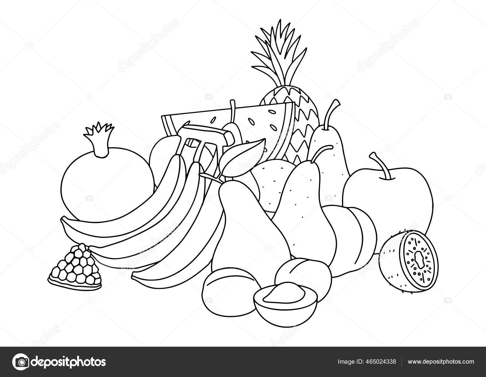 Banana Coloring Page - Desenho Banana Para Colorir - Free Transparent PNG  Clipart Images Download