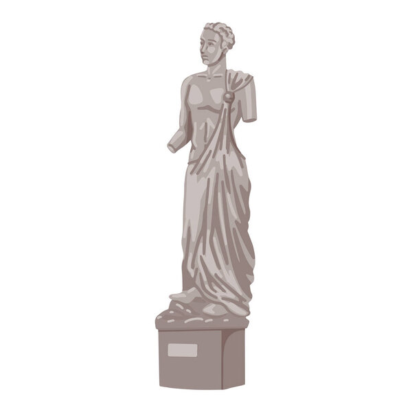 Statue of a man full length , landmark, museum piece, antique sculpture, Greek monument, man in draped fabric. Stone man. Vector illustration.