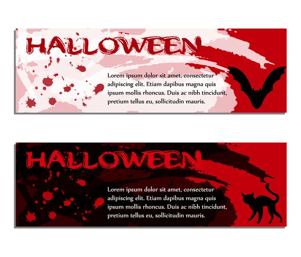 Pancartas de Halloween, póster o entradas con acuarelas y gotas de sangre — Vector de stock