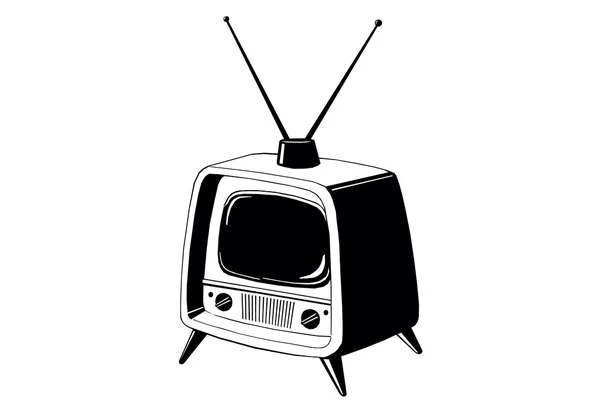 Vintage tv monocromático clipart vintage — Vetor de Stock