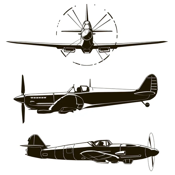 제 2 차 세계 대전 비행기 전투기 — 스톡 벡터