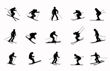 Kayak siluetleri vektörü ayarlandı