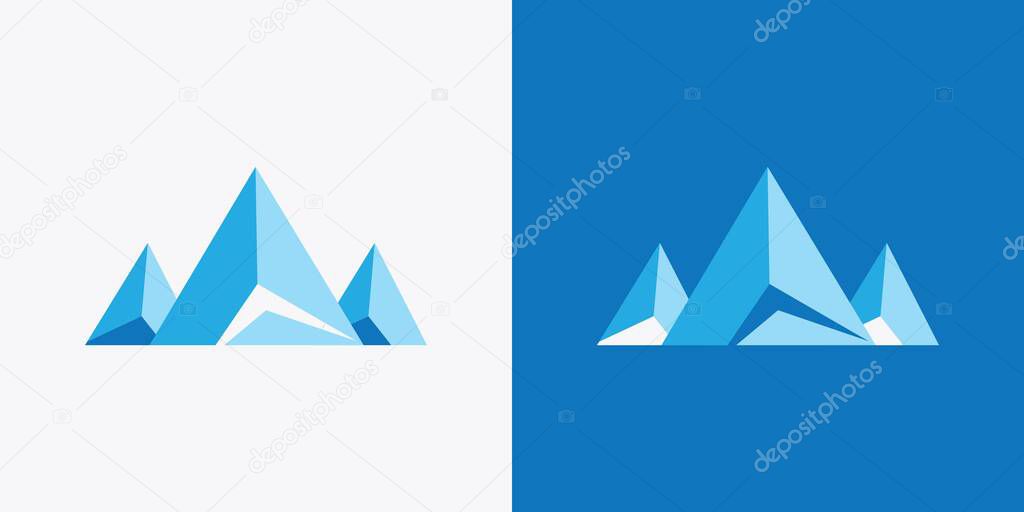 Mountain ice blue icon iceberg alpine adventure logo graphic isolated