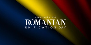 24 Ocak Romanya 'nın Birleşme Günü. Kartlar, afişler, posterler, sosyal medya ve daha fazlası için harika. Siyah arkaplan. 
