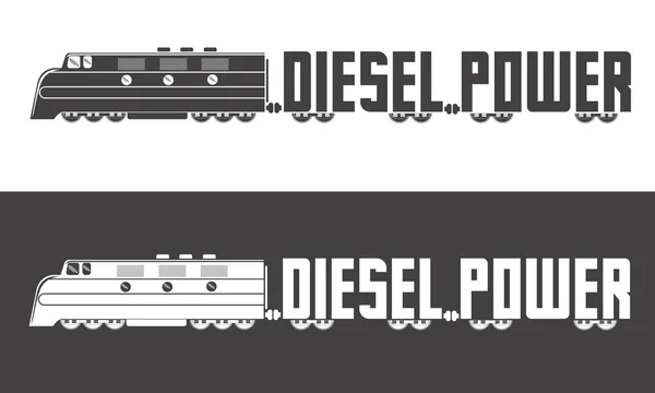 Diesel power logotyp. Dieseldrivna retro vintage lokomotivet — Stock vektor