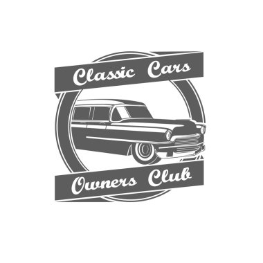 Retro vintage klasik otomobil sahipleri kulübü logosu