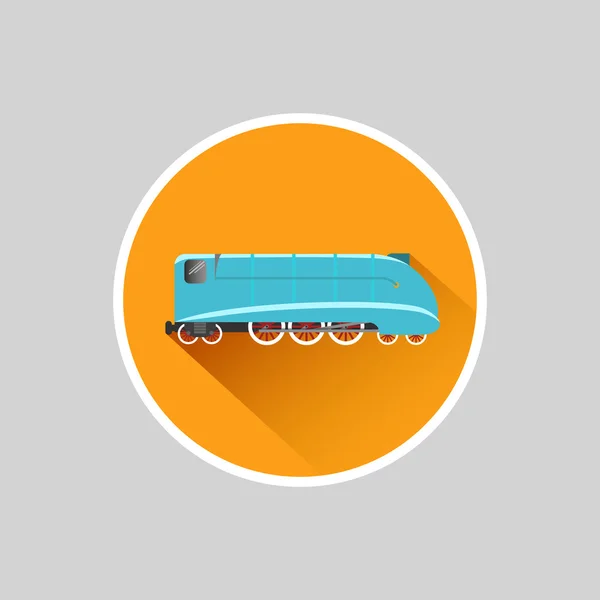 Ångdrivna tåg lok gamla retro vintage effektivisera platt design ikon — Stock vektor