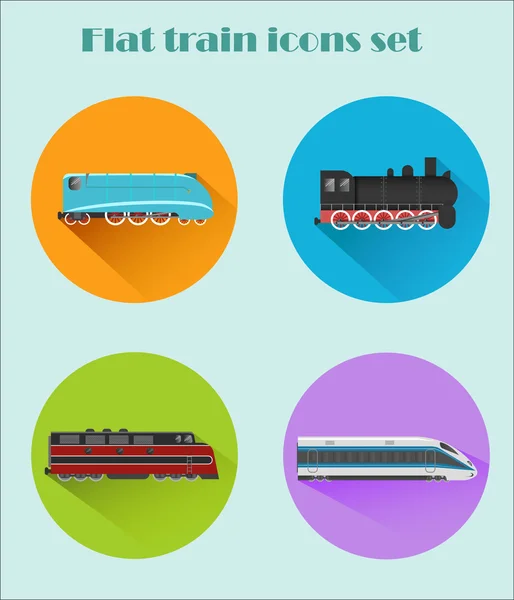 火车机车平图标设置的四个 — 图库矢量图片
