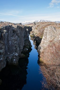 Güzel kayalıklarla Thingvellir Milli Parkı, İzlanda