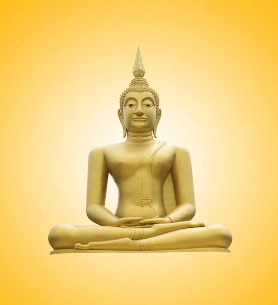 방사형 노란색과 흰색 그라데이션 배경에 부처님의 금 이미지 — 스톡 사진