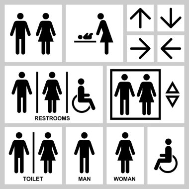 Siluet erkek ve kadın kamu erişim vector Icons set 