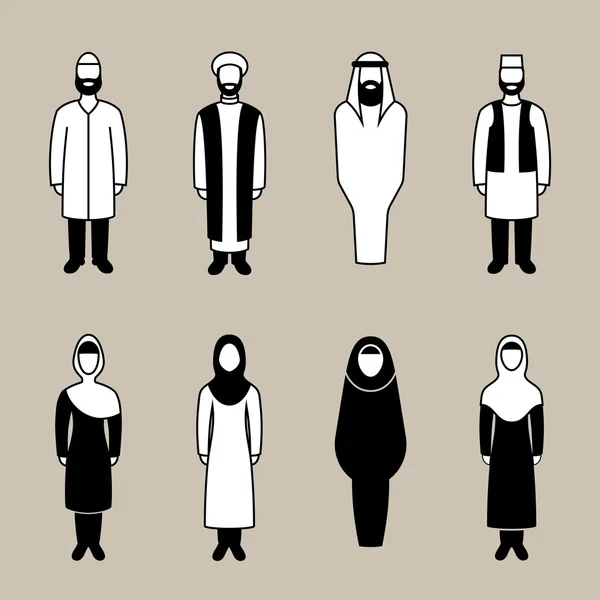 Geleneksel Müslüman insanlar Icon set — Stok fotoğraf
