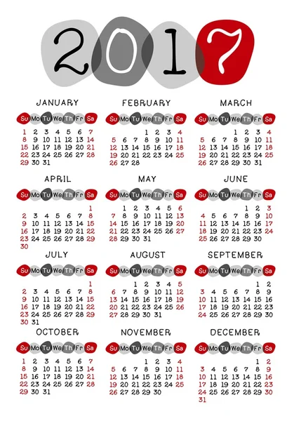 Kalender 2017 vector sjabloon — Stockfoto