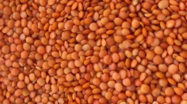 Kırmızı mercimek, organik bir baklagil süper yiyeceği, sağlıklı beslenmenin, mutfak tasarımının ve beslenme kavramlarının bir zeminine karşı döndürerek..