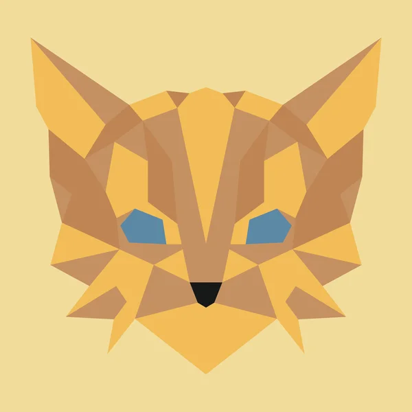 Braune und gelbe Low-Poly-Katze — Stockvektor