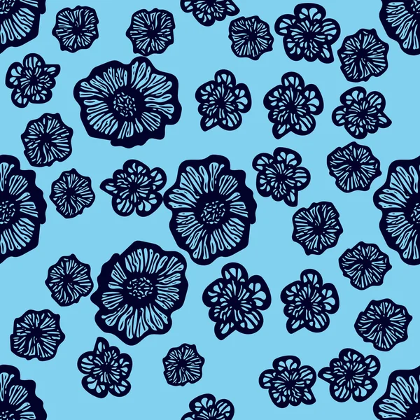 Mavi ve koyu mavi sorunsuz çiçek deseni