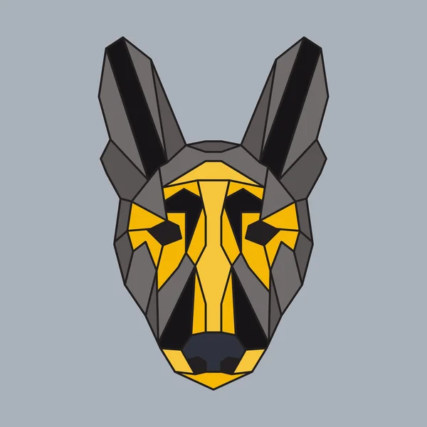 Chien gris et jaune low poly — Image vectorielle