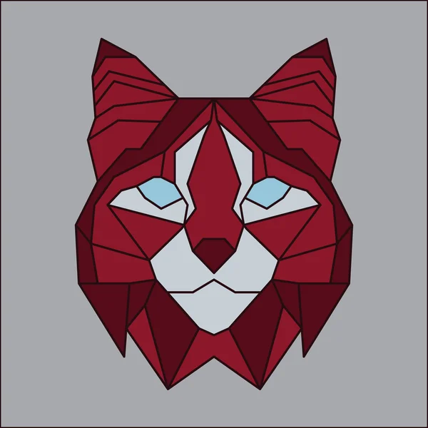 Red and grey low poly bobcat — Stock Vector
