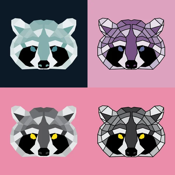 Düşük Poli Rakun seti