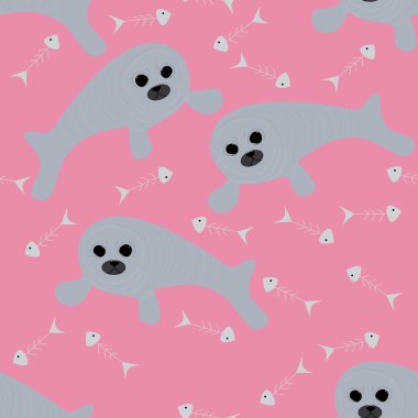 Pembe arka plan üzerinde basit mühürler