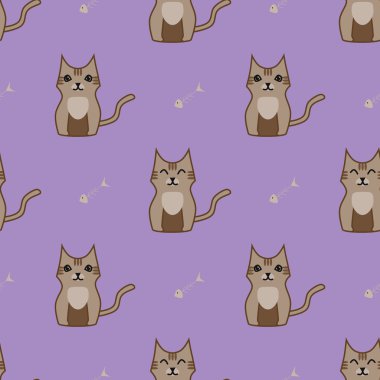 Kahverengi çizgi film şirin kedi arka plan