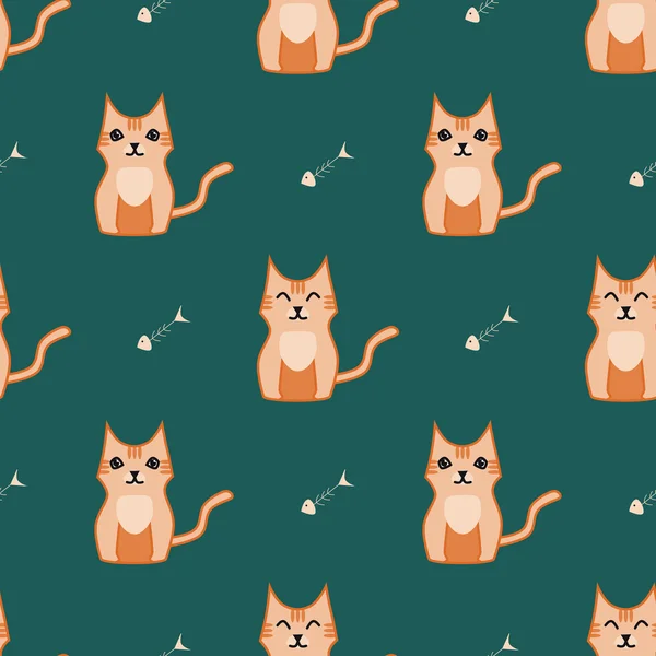 Fondo de gato naranja y verde oscuro — Vector de stock