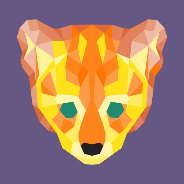 Orange and yellow low poly ocelot — Stock Vector