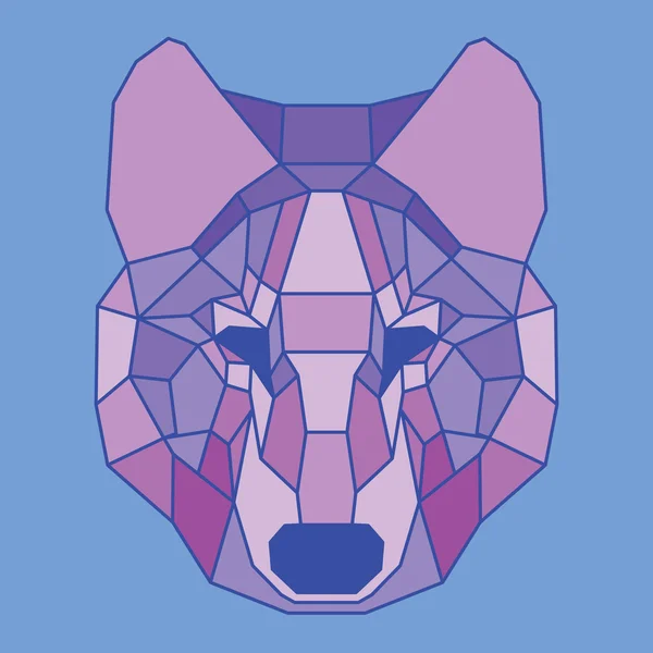 Purple lined low poly wolf — Stock Vector