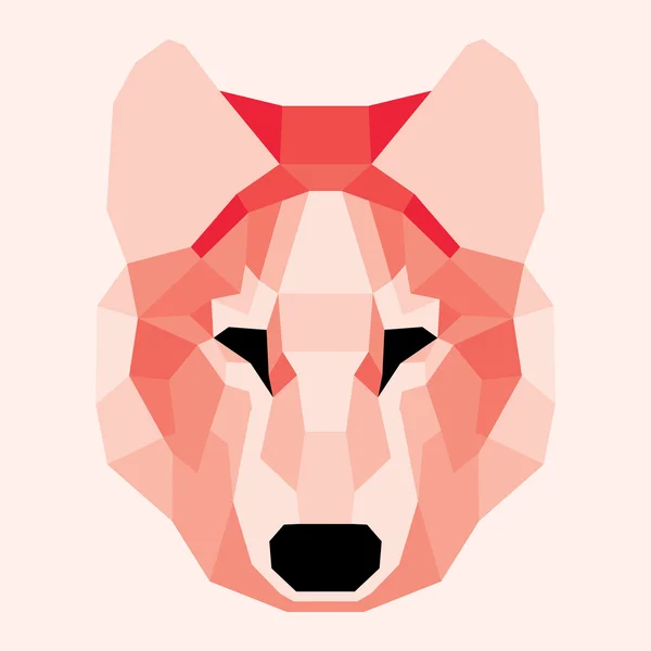 Red low poly wolf — Stock Vector
