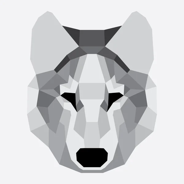 Grauer Wolf mit niedrigem Poly — Stockvektor