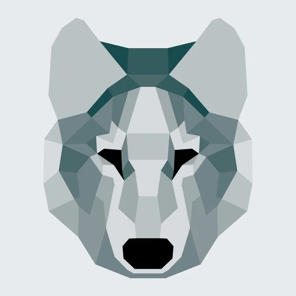 Dunkelgrüner Low Poly Wolf — Stockvektor