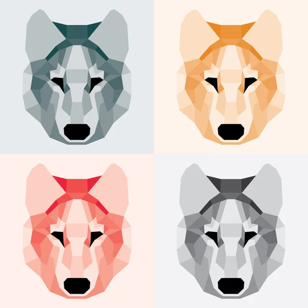 Low poly wolves set — Stock Vector