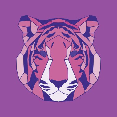 Pembe düşük Poli kaplan çizgili