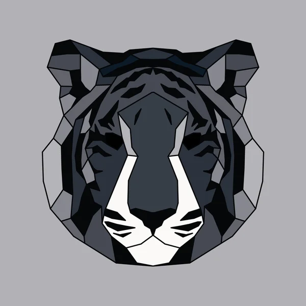 Gray lined low poly tiger — Stock Vector